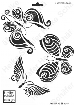 Schablone-Stencil A4 091-1349 3-Schmetterlinge
